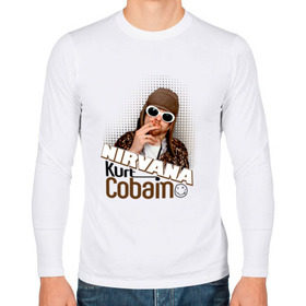 Мужской лонгслив хлопок с принтом Kurt Cobain в очках в Кировске, 100% хлопок |  | Тематика изображения на принте: kurt cobain | kurt cobain в очках | nirvana | музыка | нирвана