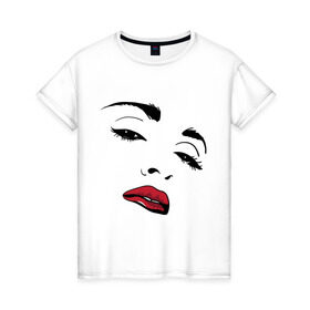 Женская футболка хлопок с принтом Мадонна в Кировске, 100% хлопок | прямой крой, круглый вырез горловины, длина до линии бедер, слегка спущенное плечо | madona | madonna | лицо | мадона | мадонна | музыка | певица | портрет