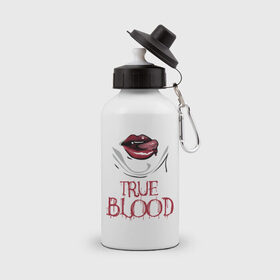 Бутылка спортивная с принтом true blood в Кировске, металл | емкость — 500 мл, в комплекте две пластиковые крышки и карабин для крепления | true blood | вампиры | настоящая кровь | сериалы | тв сериалы