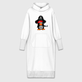 Платье удлиненное хлопок с принтом Пингвин   тусовщик в Кировске,  |  | пингвин | пират