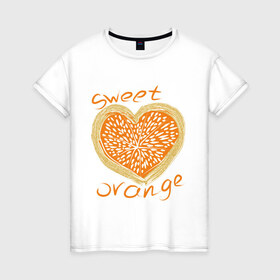 Женская футболка хлопок с принтом сладкий апельсин в Кировске, 100% хлопок | прямой крой, круглый вырез горловины, длина до линии бедер, слегка спущенное плечо | 