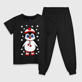 Детская пижама хлопок с принтом Пингвин в снегу в Кировске, 100% хлопок |  брюки и футболка прямого кроя, без карманов, на брюках мягкая резинка на поясе и по низу штанин
 | пингвин