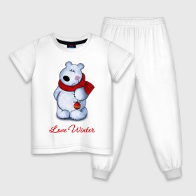 Детская пижама хлопок с принтом White beer в Кировске, 100% хлопок |  брюки и футболка прямого кроя, без карманов, на брюках мягкая резинка на поясе и по низу штанин
 | 2013 | happy new year | new year | год змеи | дед мороз | медведь | мишка | новый год