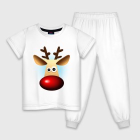 Детская пижама хлопок с принтом WOW Deer в Кировске, 100% хлопок |  брюки и футболка прямого кроя, без карманов, на брюках мягкая резинка на поясе и по низу штанин
 | 2013 | happy new year | new year | год змеи | дед мороз | новый год | олень