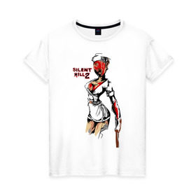 Женская футболка хлопок с принтом Silent Hill (медсестра) в Кировске, 100% хлопок | прямой крой, круглый вырез горловины, длина до линии бедер, слегка спущенное плечо | silent hill | кино | медсестра | мультфильмы и тв | сайлент хилл | сайллент хил