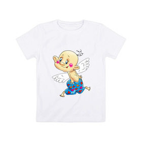 Детская футболка хлопок с принтом КУПИДОН В ТРУСАХ в Кировске, 100% хлопок | круглый вырез горловины, полуприлегающий силуэт, длина до линии бедер | детские | детям | для детей | купидон | любовь