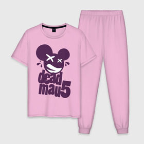 Мужская пижама хлопок с принтом DeadMau5 в Кировске, 100% хлопок | брюки и футболка прямого кроя, без карманов, на брюках мягкая резинка на поясе и по низу штанин
 | Тематика изображения на принте: deadmaus | для клуба | клубные