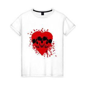 Женская футболка хлопок с принтом Злое сердце в Кировске, 100% хлопок | прямой крой, круглый вырез горловины, длина до линии бедер, слегка спущенное плечо | скелет