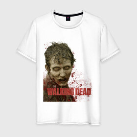 Мужская футболка хлопок с принтом Walking dead зомби в Кировске, 100% хлопок | прямой крой, круглый вырез горловины, длина до линии бедер, слегка спущенное плечо. | 