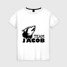 Женская футболка хлопок с принтом Jacob team logo в Кировске, 100% хлопок | прямой крой, круглый вырез горловины, длина до линии бедер, слегка спущенное плечо | 