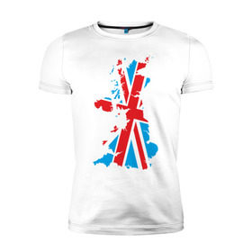 Мужская футболка премиум с принтом карта британии в Кировске, 92% хлопок, 8% лайкра | приталенный силуэт, круглый вырез ворота, длина до линии бедра, короткий рукав | лондон