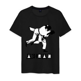 Мужская футболка хлопок с принтом Дзюдо (3) в Кировске, 100% хлопок | прямой крой, круглый вырез горловины, длина до линии бедер, слегка спущенное плечо. | дзюдо