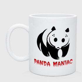 Кружка с принтом Panda maniac в Кировске, керамика | объем — 330 мл, диаметр — 80 мм. Принт наносится на бока кружки, можно сделать два разных изображения | Тематика изображения на принте: 