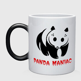 Кружка хамелеон с принтом Panda maniac в Кировске, керамика | меняет цвет при нагревании, емкость 330 мл | 