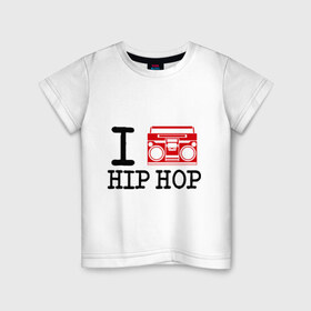 Детская футболка хлопок с принтом I boombox hip-hop в Кировске, 100% хлопок | круглый вырез горловины, полуприлегающий силуэт, длина до линии бедер | хип хоп