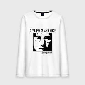Мужской лонгслив хлопок с принтом John Lennon (Джон Леннон) Give Peace a Chance в Кировске, 100% хлопок |  | beatles | give peace a chance | john lennon | битлз | джон леннон | знаменитости | знаменитые личности | портрет
