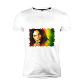Мужская футболка премиум с принтом Bob Marley в Кировске, 92% хлопок, 8% лайкра | приталенный силуэт, круглый вырез ворота, длина до линии бедра, короткий рукав | reggae | боб марли | музыка | музыкант | регги