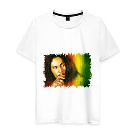 Мужская футболка хлопок с принтом Bob Marley в Кировске, 100% хлопок | прямой крой, круглый вырез горловины, длина до линии бедер, слегка спущенное плечо. | reggae | боб марли | музыка | музыкант | регги