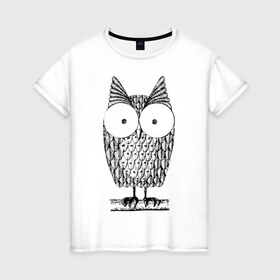 Женская футболка хлопок с принтом Owl grafic в Кировске, 100% хлопок | прямой крой, круглый вырез горловины, длина до линии бедер, слегка спущенное плечо | сова