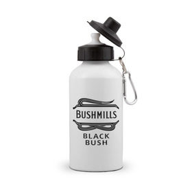 Бутылка спортивная с принтом Bushmills black bush в Кировске, металл | емкость — 500 мл, в комплекте две пластиковые крышки и карабин для крепления | club | dj | бушмилс | виски | для барменов | клубные