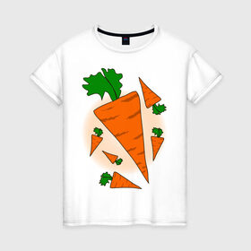 Женская футболка хлопок с принтом Carrot в Кировске, 100% хлопок | прямой крой, круглый вырез горловины, длина до линии бедер, слегка спущенное плечо | 14 feb | 14 февраля | влюбленным | день святого валентина | любовь | морковка | морковь | парные