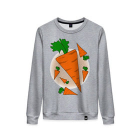 Женский свитшот хлопок с принтом Carrot в Кировске, 100% хлопок | прямой крой, круглый вырез, на манжетах и по низу широкая трикотажная резинка  | 14 feb | 14 февраля | влюбленным | день святого валентина | любовь | морковка | морковь | парные