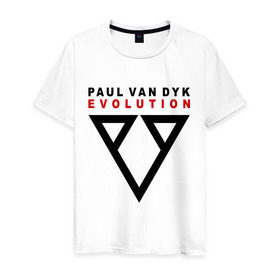 Мужская футболка хлопок с принтом Paul Van Dyk - evolution в Кировске, 100% хлопок | прямой крой, круглый вырез горловины, длина до линии бедер, слегка спущенное плечо. | 