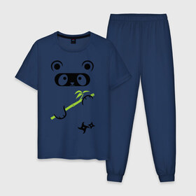 Мужская пижама хлопок с принтом Panda ninja в Кировске, 100% хлопок | брюки и футболка прямого кроя, без карманов, на брюках мягкая резинка на поясе и по низу штанин
 | Тематика изображения на принте: panda | бамбуковая панда | панда ниндзя