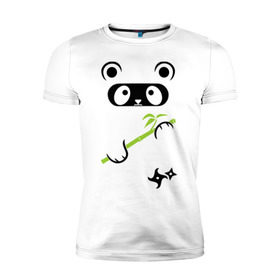 Мужская футболка премиум с принтом Panda ninja в Кировске, 92% хлопок, 8% лайкра | приталенный силуэт, круглый вырез ворота, длина до линии бедра, короткий рукав | Тематика изображения на принте: panda | бамбуковая панда | панда ниндзя
