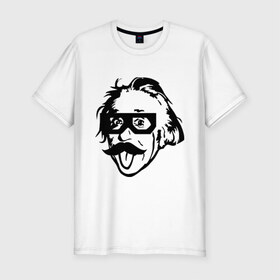 Мужская футболка премиум с принтом Dubstep Einstein (Дабстеп Эйнштейн) в Кировске, 92% хлопок, 8% лайкра | приталенный силуэт, круглый вырез ворота, длина до линии бедра, короткий рукав | Тематика изображения на принте: dubstep | даб | дабстеп | эйнштейн