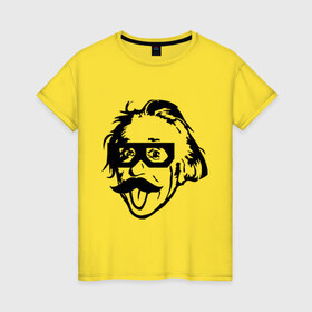 Женская футболка хлопок с принтом Dubstep Einstein (Дабстеп Эйнштейн) в Кировске, 100% хлопок | прямой крой, круглый вырез горловины, длина до линии бедер, слегка спущенное плечо | Тематика изображения на принте: dubstep | даб | дабстеп | эйнштейн