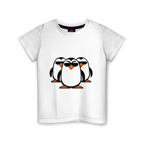 Детская футболка хлопок с принтом Банда пингвинов в Кировске, 100% хлопок | круглый вырез горловины, полуприлегающий силуэт, длина до линии бедер | в очках | животные | звери | пингвины