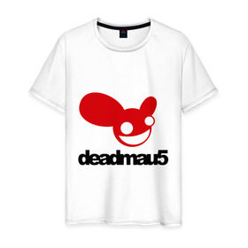 Мужская футболка хлопок с принтом DeadMau5. в Кировске, 100% хлопок | прямой крой, круглый вырез горловины, длина до линии бедер, слегка спущенное плечо. | Тематика изображения на принте: club | deadmaus | клуб | клыбная музыка | мышь | тусить