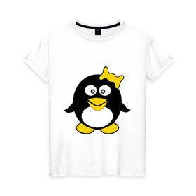 Женская футболка хлопок с принтом Пингвиночка в Кировске, 100% хлопок | прямой крой, круглый вырез горловины, длина до линии бедер, слегка спущенное плечо | 