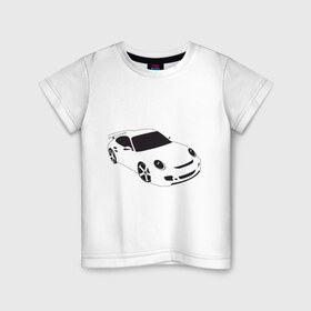 Детская футболка хлопок с принтом Porsche (порше) в Кировске, 100% хлопок | круглый вырез горловины, полуприлегающий силуэт, длина до линии бедер | Тематика изображения на принте: auto | авто | порше | тачки