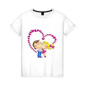 Женская футболка хлопок с принтом Валентинка - Это любовь в Кировске, 100% хлопок | прямой крой, круглый вырез горловины, длина до линии бедер, слегка спущенное плечо | 