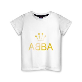Детская футболка хлопок с принтом ABBA золото в Кировске, 100% хлопок | круглый вырез горловины, полуприлегающий силуэт, длина до линии бедер | abba | абба | музыка