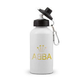 Бутылка спортивная с принтом ABBA золото в Кировске, металл | емкость — 500 мл, в комплекте две пластиковые крышки и карабин для крепления | abba | абба | музыка