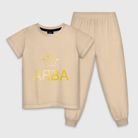 Детская пижама хлопок с принтом ABBA золото в Кировске, 100% хлопок |  брюки и футболка прямого кроя, без карманов, на брюках мягкая резинка на поясе и по низу штанин
 | abba | абба | музыка