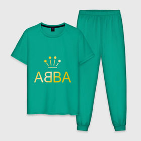 Мужская пижама хлопок с принтом ABBA золото в Кировске, 100% хлопок | брюки и футболка прямого кроя, без карманов, на брюках мягкая резинка на поясе и по низу штанин
 | abba | абба | музыка