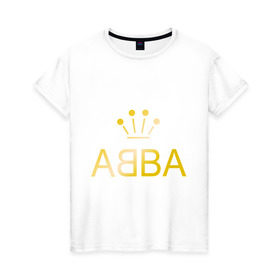 Женская футболка хлопок с принтом ABBA золото в Кировске, 100% хлопок | прямой крой, круглый вырез горловины, длина до линии бедер, слегка спущенное плечо | abba | абба | музыка