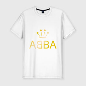 Мужская футболка премиум с принтом ABBA золото в Кировске, 92% хлопок, 8% лайкра | приталенный силуэт, круглый вырез ворота, длина до линии бедра, короткий рукав | Тематика изображения на принте: abba | абба | музыка