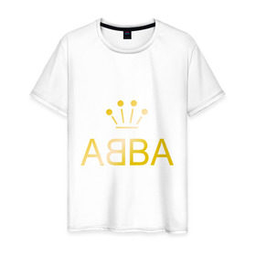 Мужская футболка хлопок с принтом ABBA золото в Кировске, 100% хлопок | прямой крой, круглый вырез горловины, длина до линии бедер, слегка спущенное плечо. | abba | абба | музыка