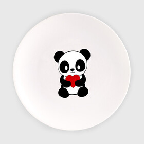Тарелка с принтом Пандочка с сердцем в Кировске, фарфор | диаметр - 210 мм
диаметр для нанесения принта - 120 мм | панда