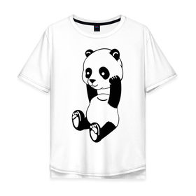 Мужская футболка хлопок Oversize с принтом Панда с оторванной головой в Кировске, 100% хлопок | свободный крой, круглый ворот, “спинка” длиннее передней части | без головы | животные | звери | медведь | мишка | мишутка