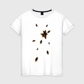 Женская футболка хлопок с принтом Тараканы в Кировске, 100% хлопок | прямой крой, круглый вырез горловины, длина до линии бедер, слегка спущенное плечо | животные | насекомые | таракан | тараканы