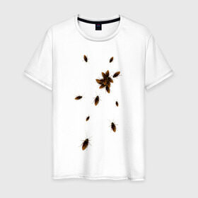 Мужская футболка хлопок с принтом Тараканы в Кировске, 100% хлопок | прямой крой, круглый вырез горловины, длина до линии бедер, слегка спущенное плечо. | Тематика изображения на принте: животные | насекомые | таракан | тараканы