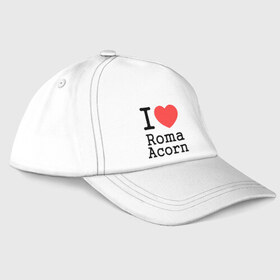Бейсболка с принтом I love Roma Acorn в Кировске, 100% хлопок | классический козырек, металлическая застежка-регулятор размера | i love roma acorn | интернет приколы | рома жёлудь