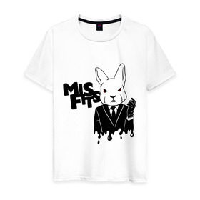 Мужская футболка хлопок с принтом Кролик misfits в Кировске, 100% хлопок | прямой крой, круглый вырез горловины, длина до линии бедер, слегка спущенное плечо. | misfits