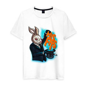 Мужская футболка хлопок с принтом Кролик-психопат в Кировске, 100% хлопок | прямой крой, круглый вырез горловины, длина до линии бедер, слегка спущенное плечо. | misfits